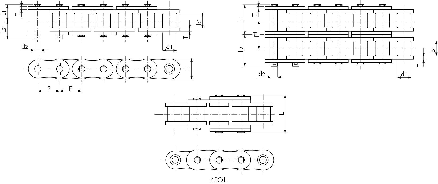 ANSI20SUPER.jpg Roller chain Tsubaki SUPER120 2 CL F-TYPE - ANSI SUPER Series - Image 2